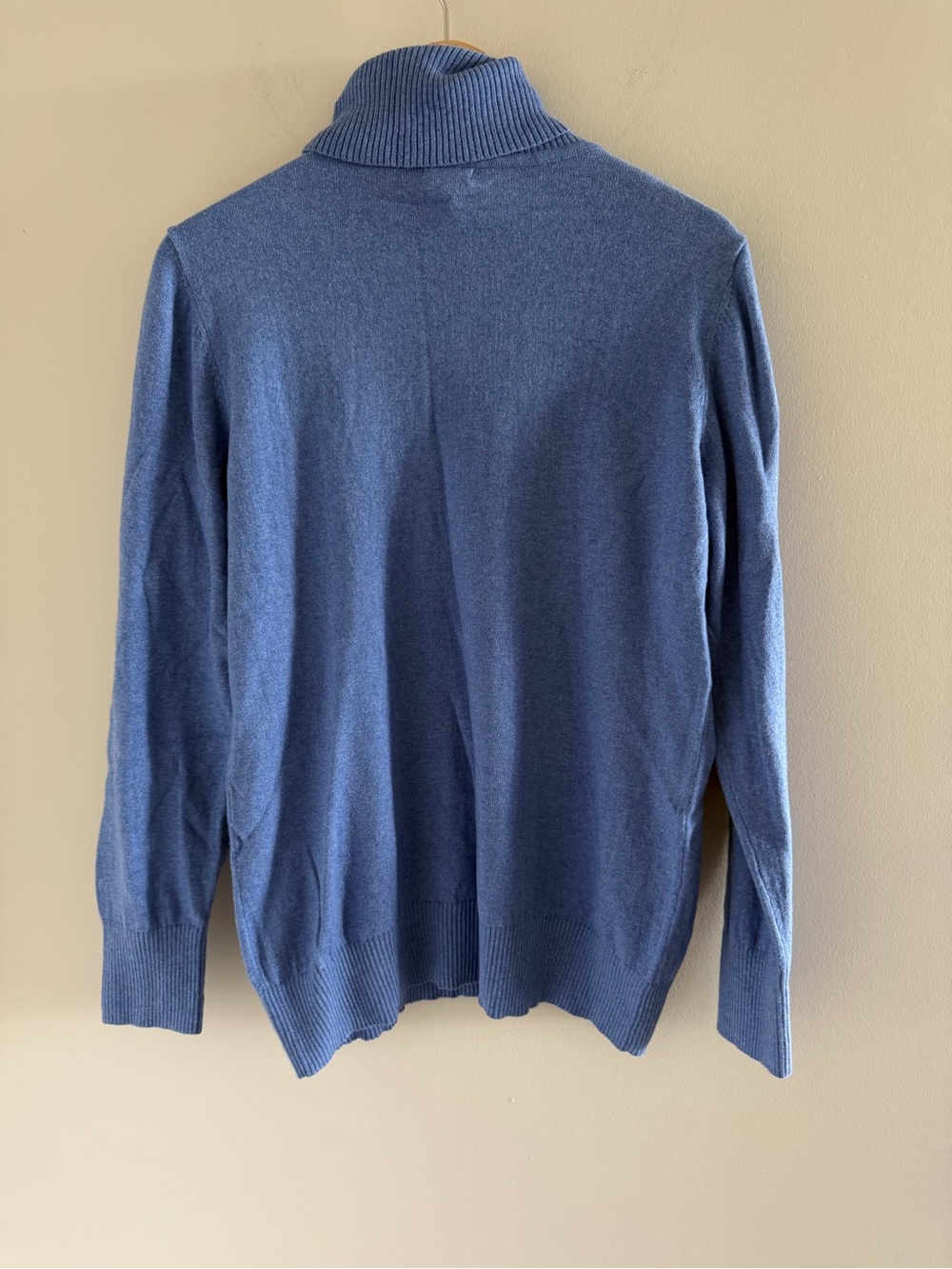 LL Bean Womens L Cotton Cashmere Turtleneck Sweater Long Sleeve Soft Coastal - Picture 9 of 9
